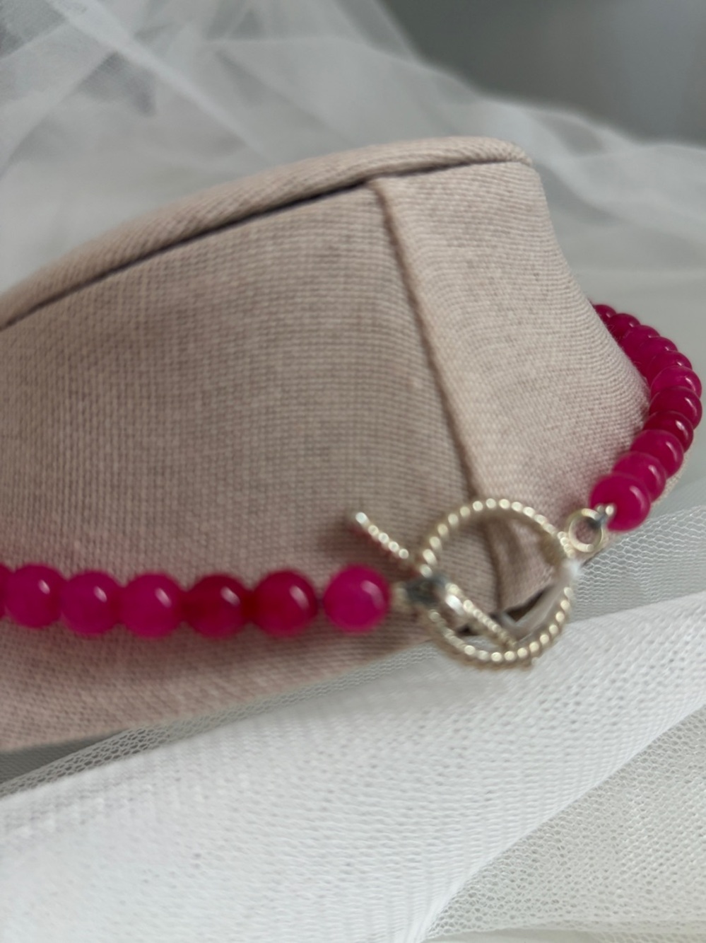 Glass Beaded Pink Floral Choker Necklace and Bracelet Set - Picture 5 of 13